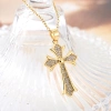 New copper-plated real gold cross necklace jewelry for cross-border trade from Europe and America, simple pendant, Southeast Asian trend, versatile, retro zircon inlaid Application Scenario